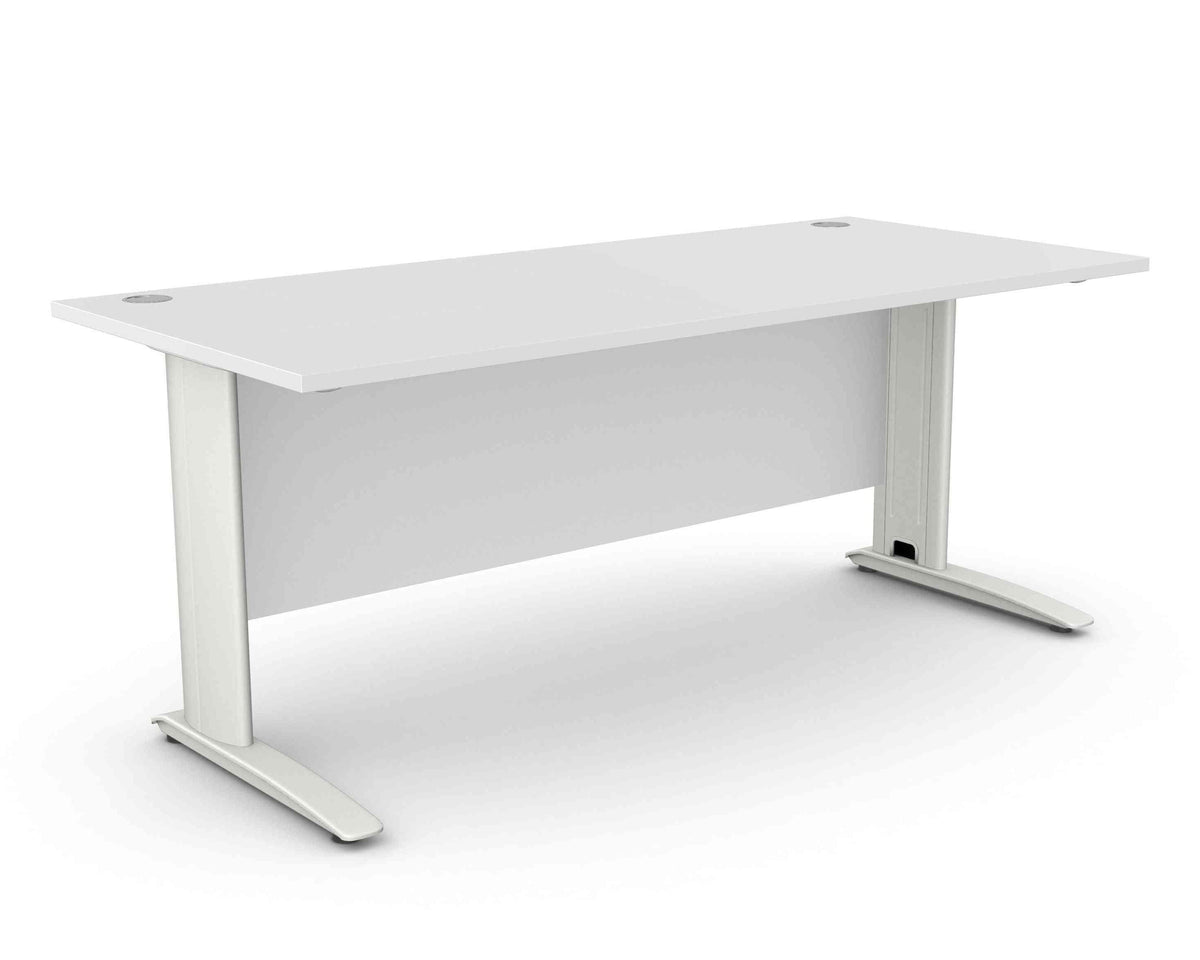 Biuro stalas ARETH STANDARD, su uždengimo plokšte – Šviesiai pilka / Balta / 180 x 80