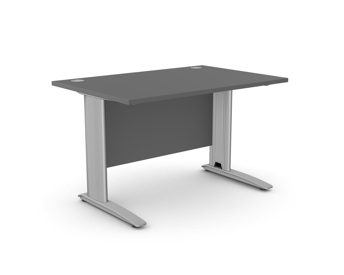 Biuro stalas ARETH STANDARD, su uždengimo plokšte – Grafito / Sidabro / 120 x 80
