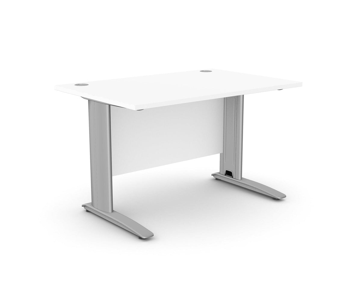 Biuro stalas ARETH STANDARD, su uždengimo plokšte – Balta / Sidabro / 120 x 80