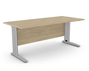 Biuro stalas ARETH STANDARD, su uždengimo plokšte – Amber Oak / Sidabro / 180 x 80