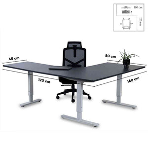 L formos biuro stalas Forza Line 160 cm x 120 cm – Antracito / Balta / Dešininis