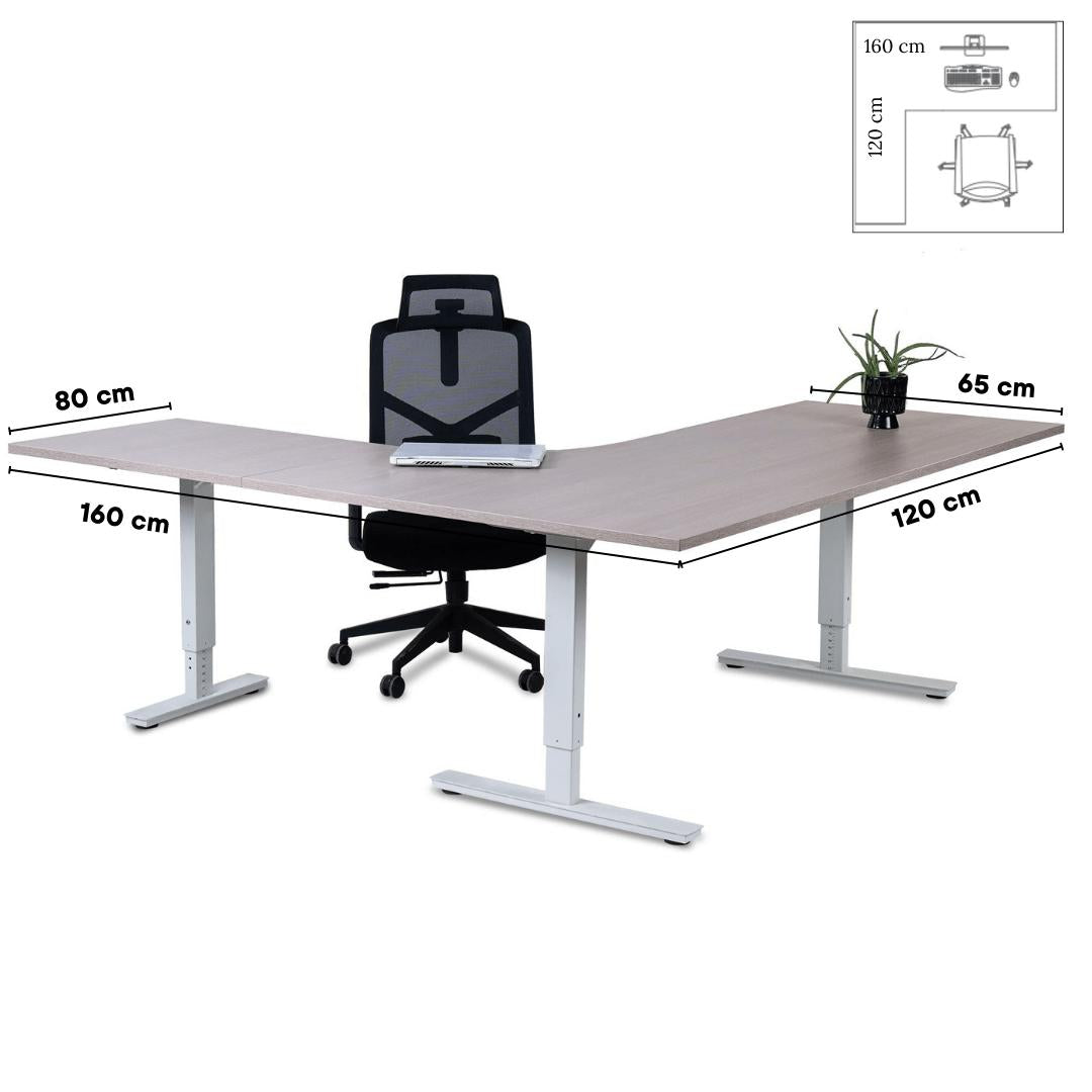 L formos biuro stalas Forza Line 160 cm x 120 cm – Nabucco / Balta / Kairinis