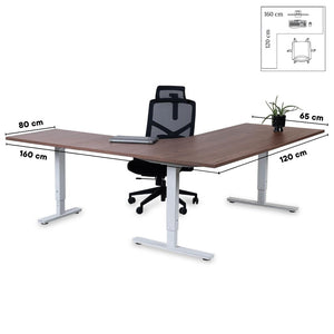 L formos biuro stalas Forza Line 160 cm x 120 cm – Riešutmedis / Balta / Kairinis