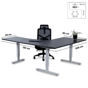 Biroja galds Forza Line L forma 200 cm x 120 cm – Antracīts / Balta / Labais