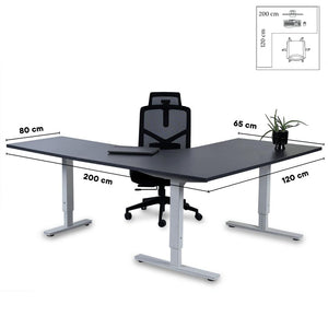 Biroja galds Forza Line L forma 200 cm x 120 cm – Antracīts / Balta / Kreisais