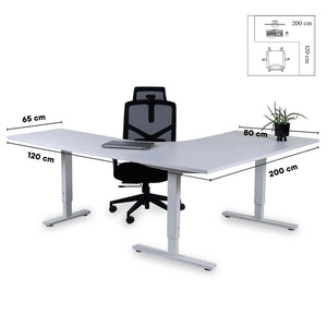 Biroja galds Forza Line L forma 200 cm x 120 cm – Balta / Balta / Labais