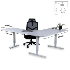 Biroja galds Forza Line L forma 200 cm x 120 cm – Balta / Balta / Kreisais