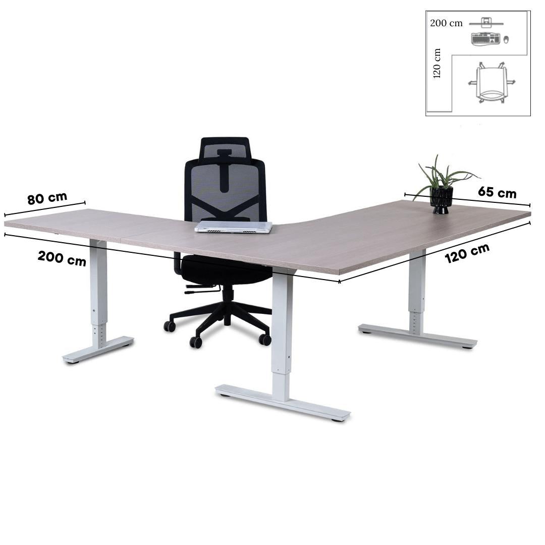 Biroja galds Forza Line L forma 200 cm x 120 cm – Nabucco / Balta / Kreisais