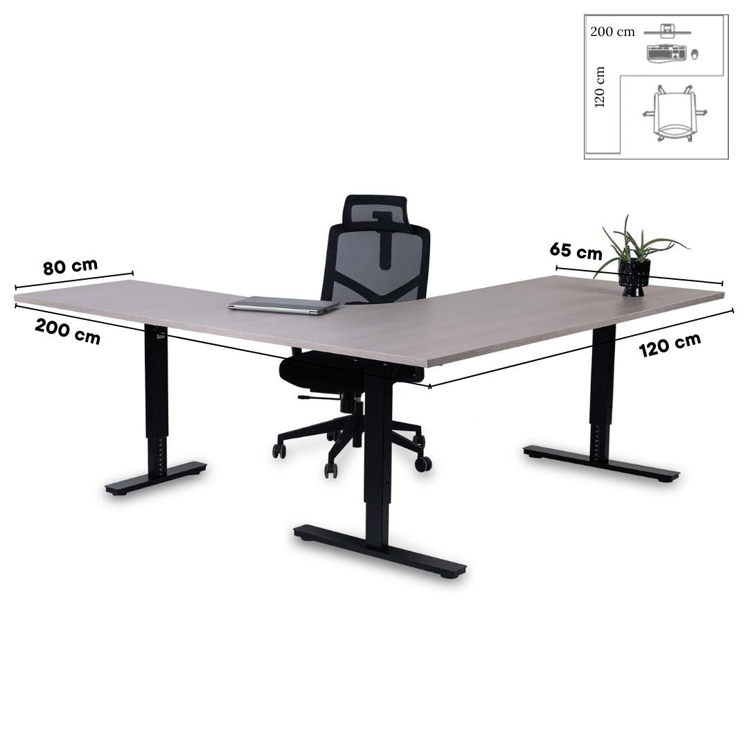 Biroja galds Forza Line L forma 200 cm x 120 cm – Nabucco / Melna / Kreisais