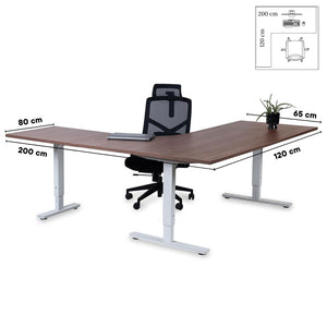 Biroja galds Forza Line L forma 200 cm x 120 cm – Riekstkoks / Balta / Kreisais