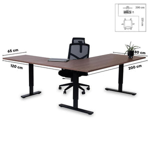 Biroja galds Forza Line L forma 200 cm x 120 cm – Riekstkoks / Melna / Labais