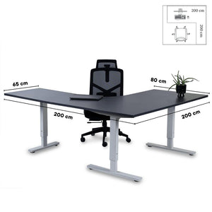 Biroja galds Forza Line L forma 200 cm x 200 cm – Antracīts / Balta / Labais