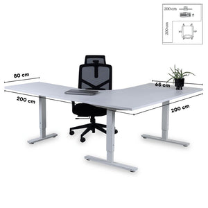 Biroja galds Forza Line L forma 200 cm x 200 cm – Balta / Balta / Kreisais
