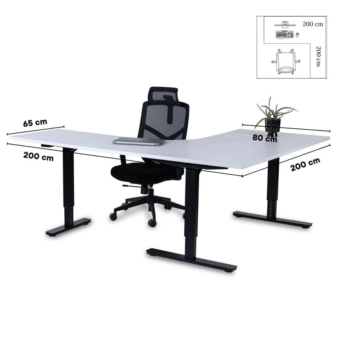 Biroja galds Forza Line L forma 200 cm x 200 cm – Balta / Melna / Labais