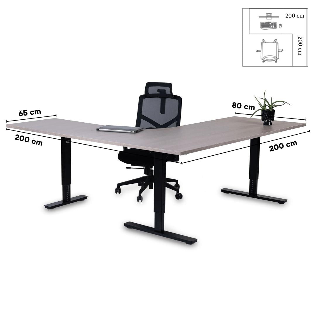 Biroja galds Forza Line L forma 200 cm x 200 cm – Nabucco / Melna / Labais