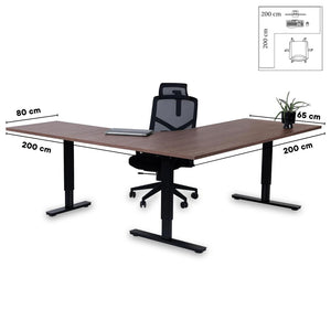 Biroja galds Forza Line L forma 200 cm x 200 cm – Riekstkoks / Melna / Kreisais