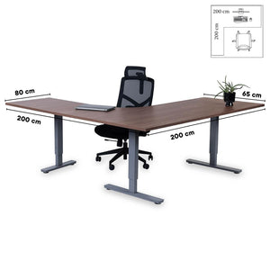 Biroja galds Forza Line L forma 200 cm x 200 cm – Riekstkoks / Sudraba / Kreisais