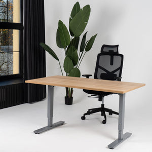 Reguliuojamo aukščio biuro stalas Forza Line – American oak / Sidabro / 120 x 65
