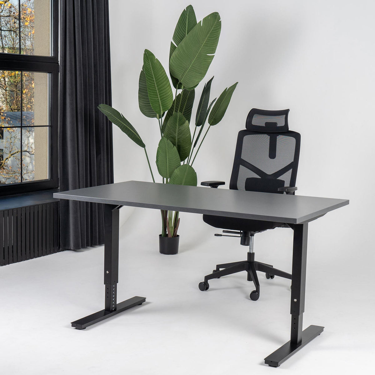 Reguliuojamo aukščio biuro stalas Forza Line – Antracito / Juoda / 120 x 65
