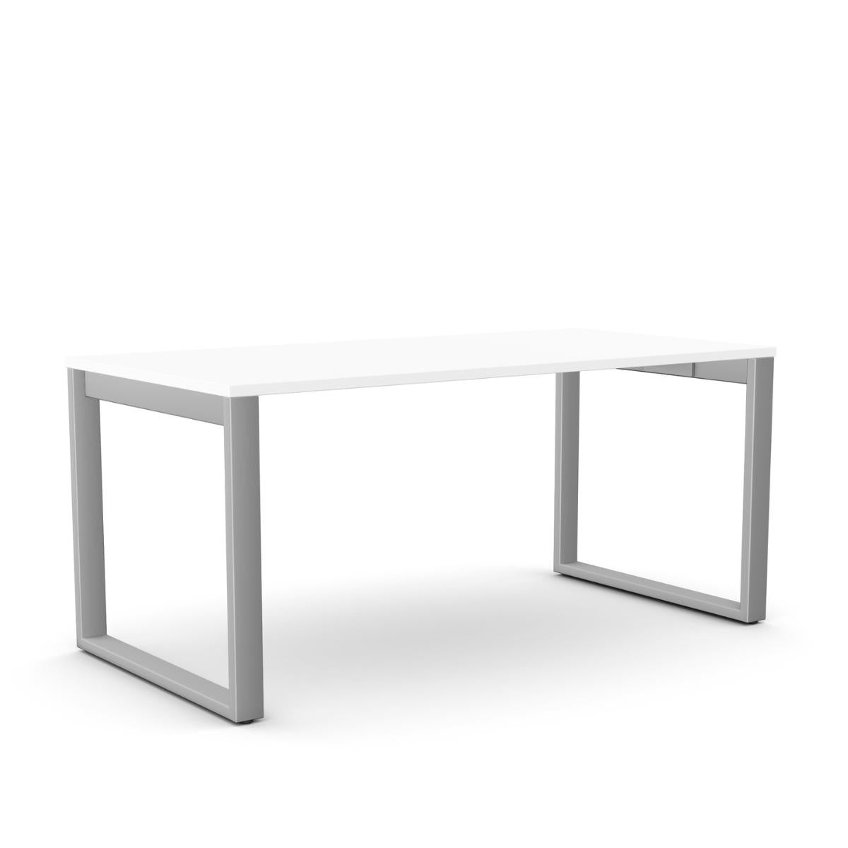 Biuro stalas Office Line O formos – Balta / Sidabrinė / 120 x 80 cm
