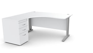 Biuro stalas THEO CORNER SET 160 x 160 cm su stalčių bloku