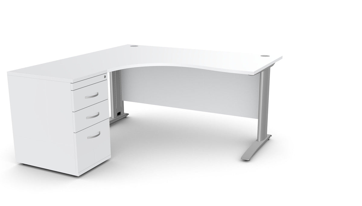 Biuro stalas THEO CORNER SET 160 x 160 cm su stalčių bloku