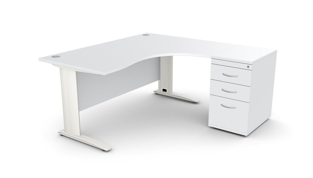 Biuro stalas THEO CORNER SET 160 x 160 cm su stalčių bloku