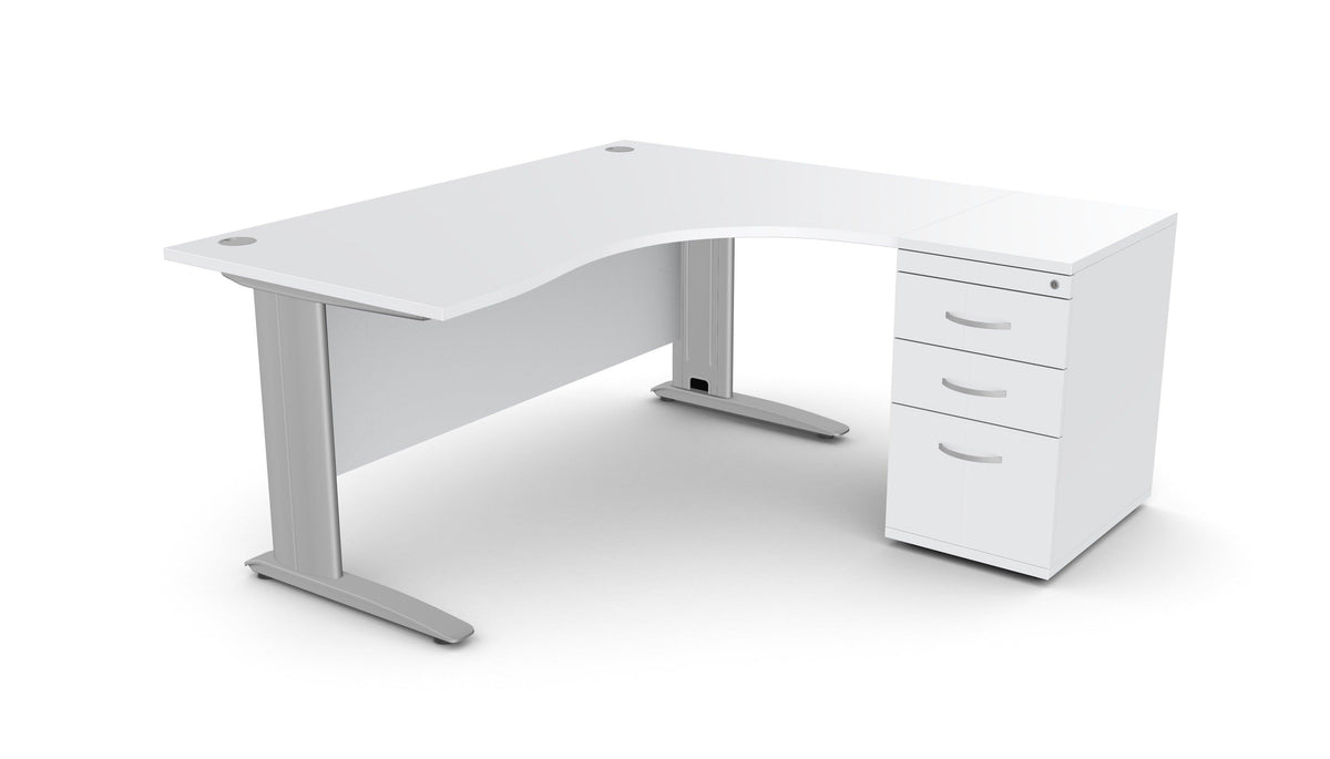 Biuro stalas THEO CORNER SET 160 x 160 cm su stalčių bloku