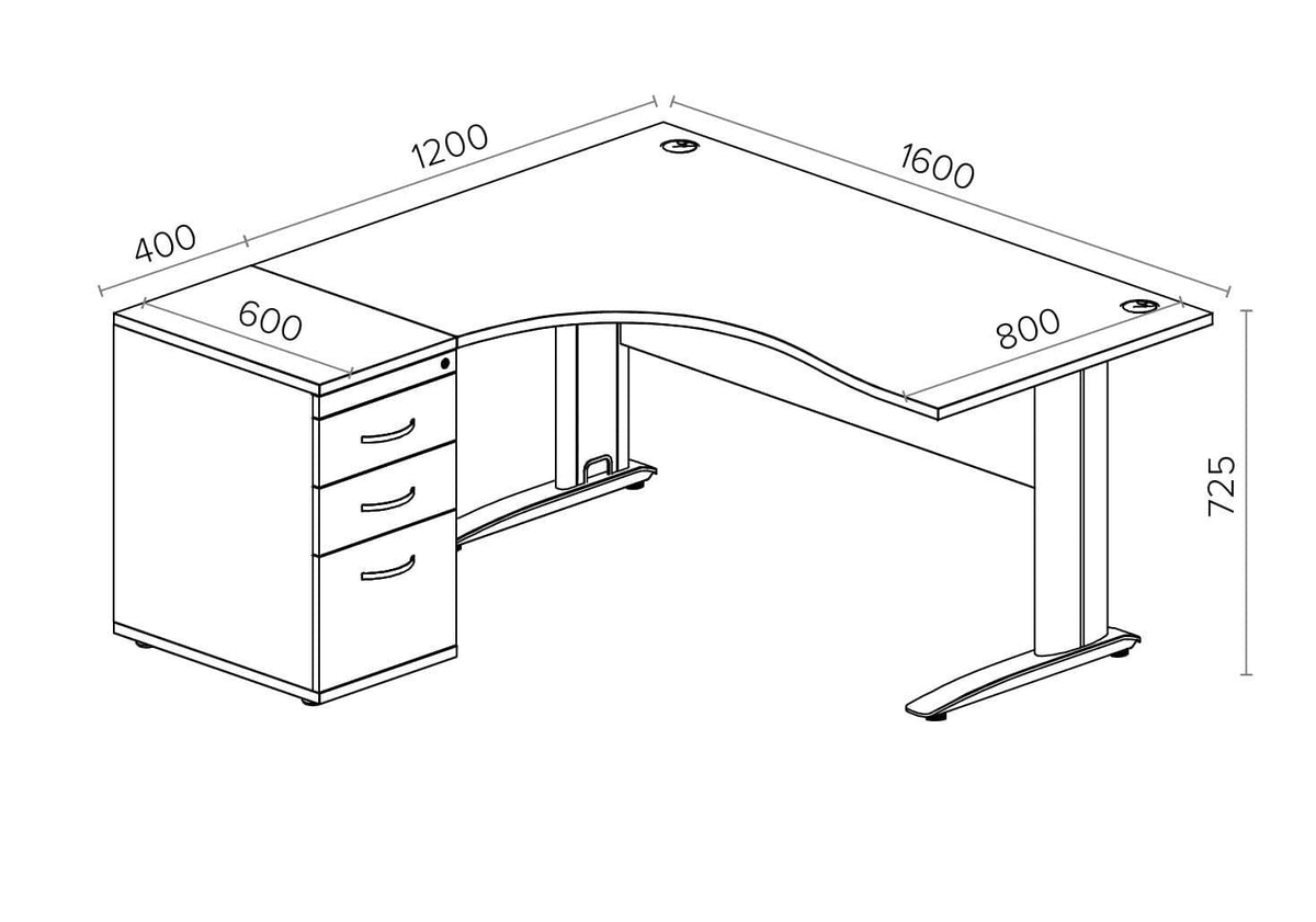 Biuro stalas THEO CORNER SET 160 x 160 cm su stalčių bloku