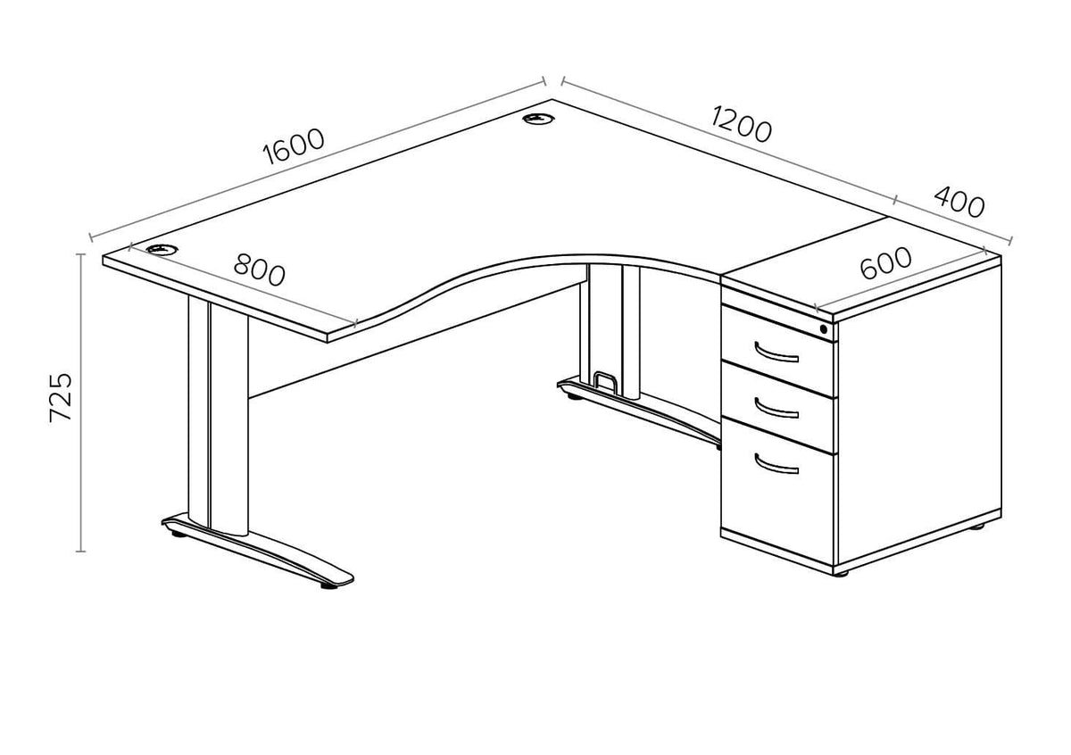 Biuro stalas THEO CORNER SET 160 x 160 cm su stalčių bloku