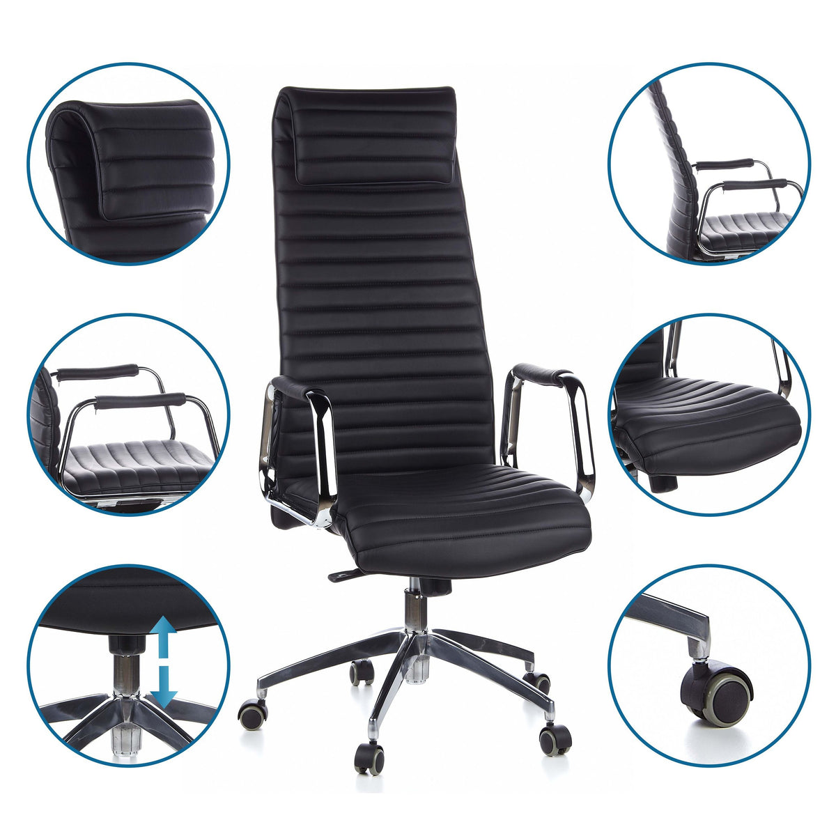 Biuro kėdė ASPERA Nappa Leather Luxus, juoda