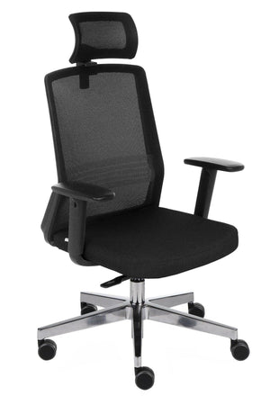 Biuro kėdė COCO HD Medley Black | WH | Chrome – Juoda md01 / pilka