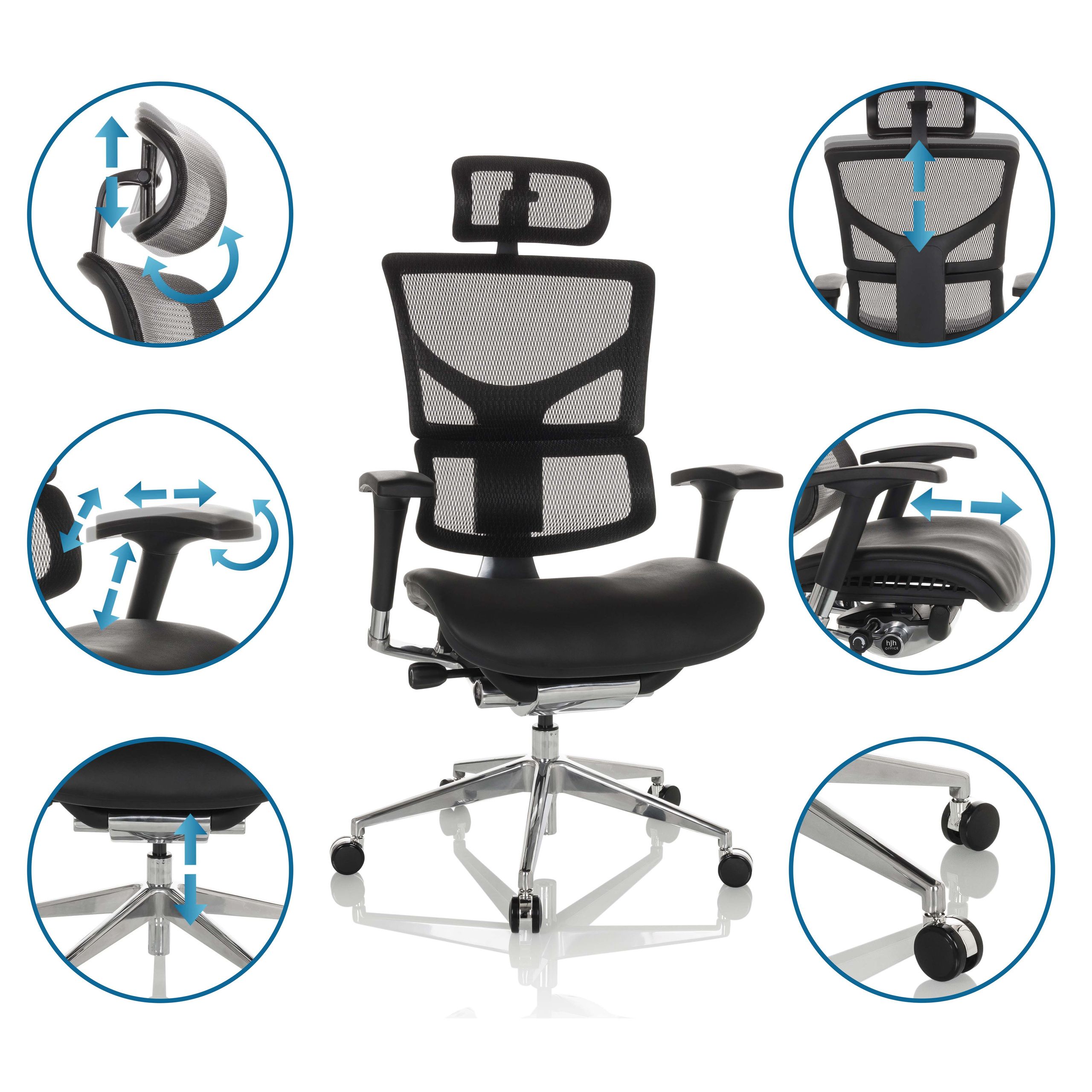 Biroja krēsls ERGOFLEX LEATHER, melns