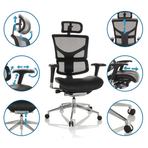 Biroja krēsls ERGOFLEX LEATHER, melns