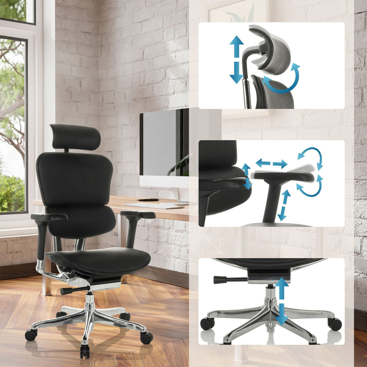 Biuro kėdė Ergohuman ELITE BLACK LEATHER