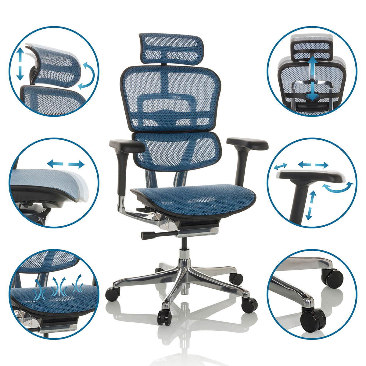 Biroja krēsls Ergohuman ELITE BS BLUE