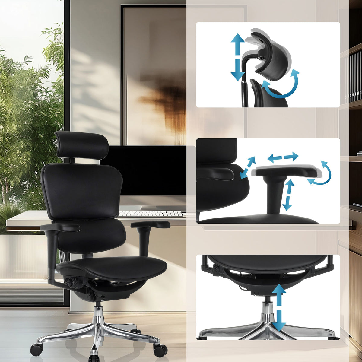Biuro kėdė Ergohuman ULTRA GEN2 Leather BLACK