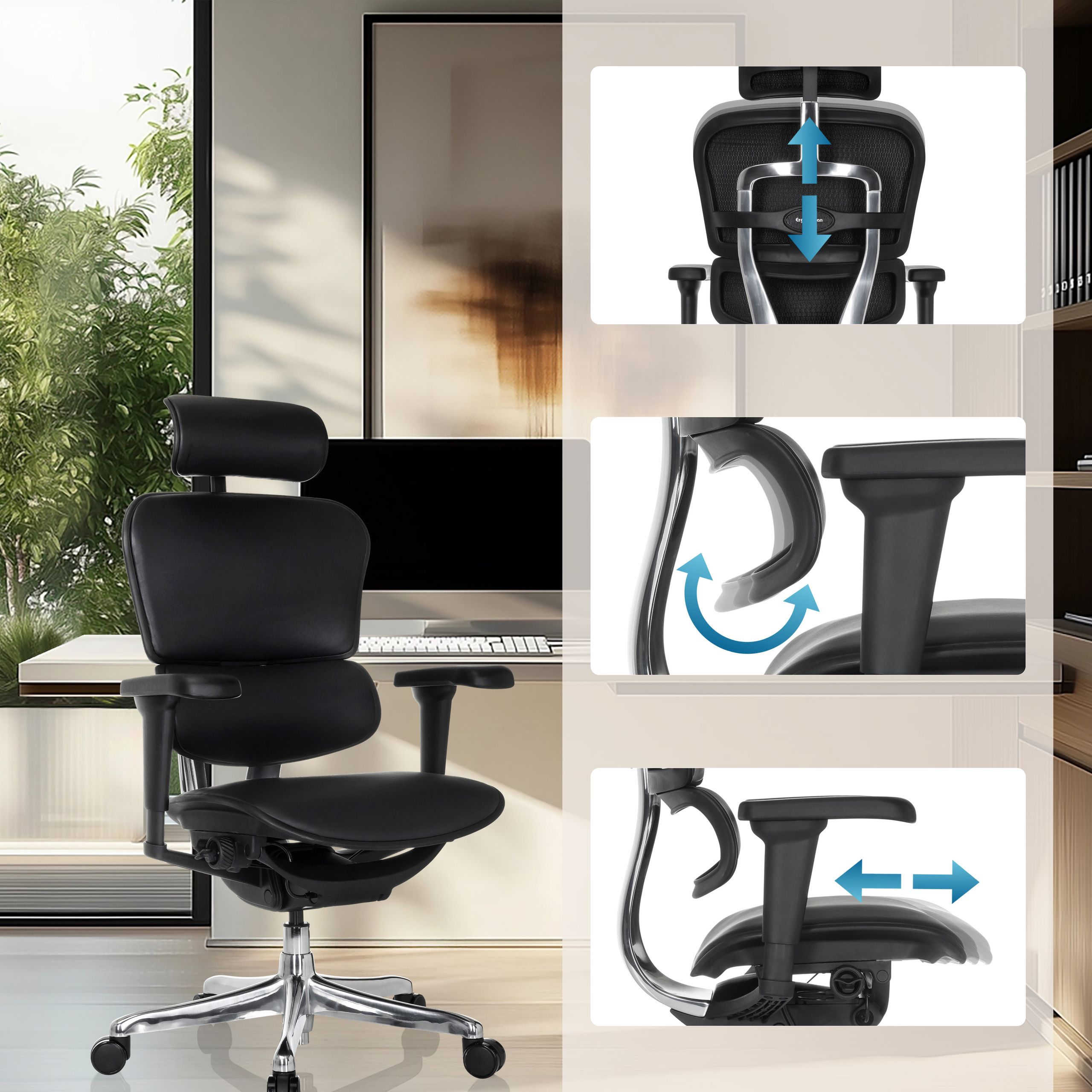 Biroja krēsls Ergohuman ULTRA GEN2 Leather BLACK