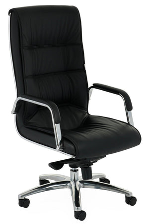 Biuro kėdė Nexus Chrome Leather – juoda