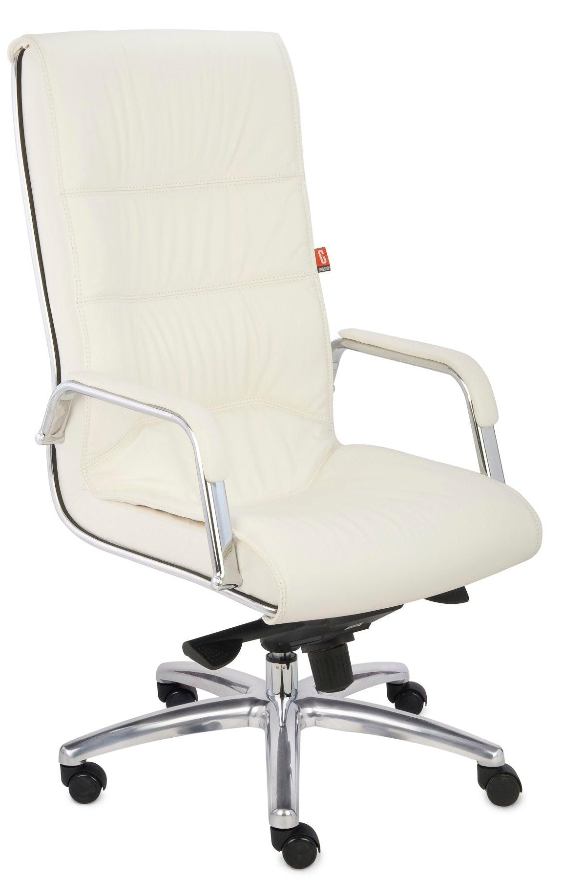 Biuro kėdė Nexus Chrome Leather – balta