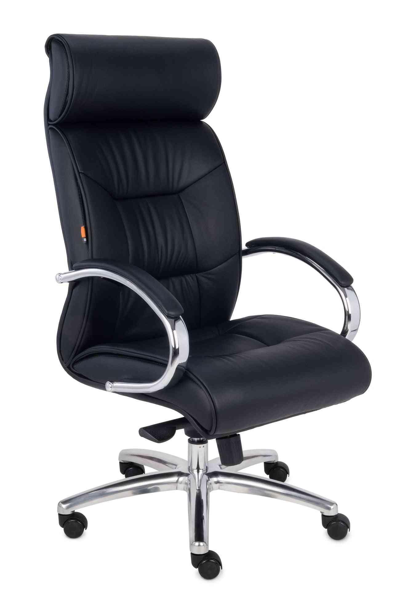 Biuro kėdė Supreme Chrome Leather – juoda
