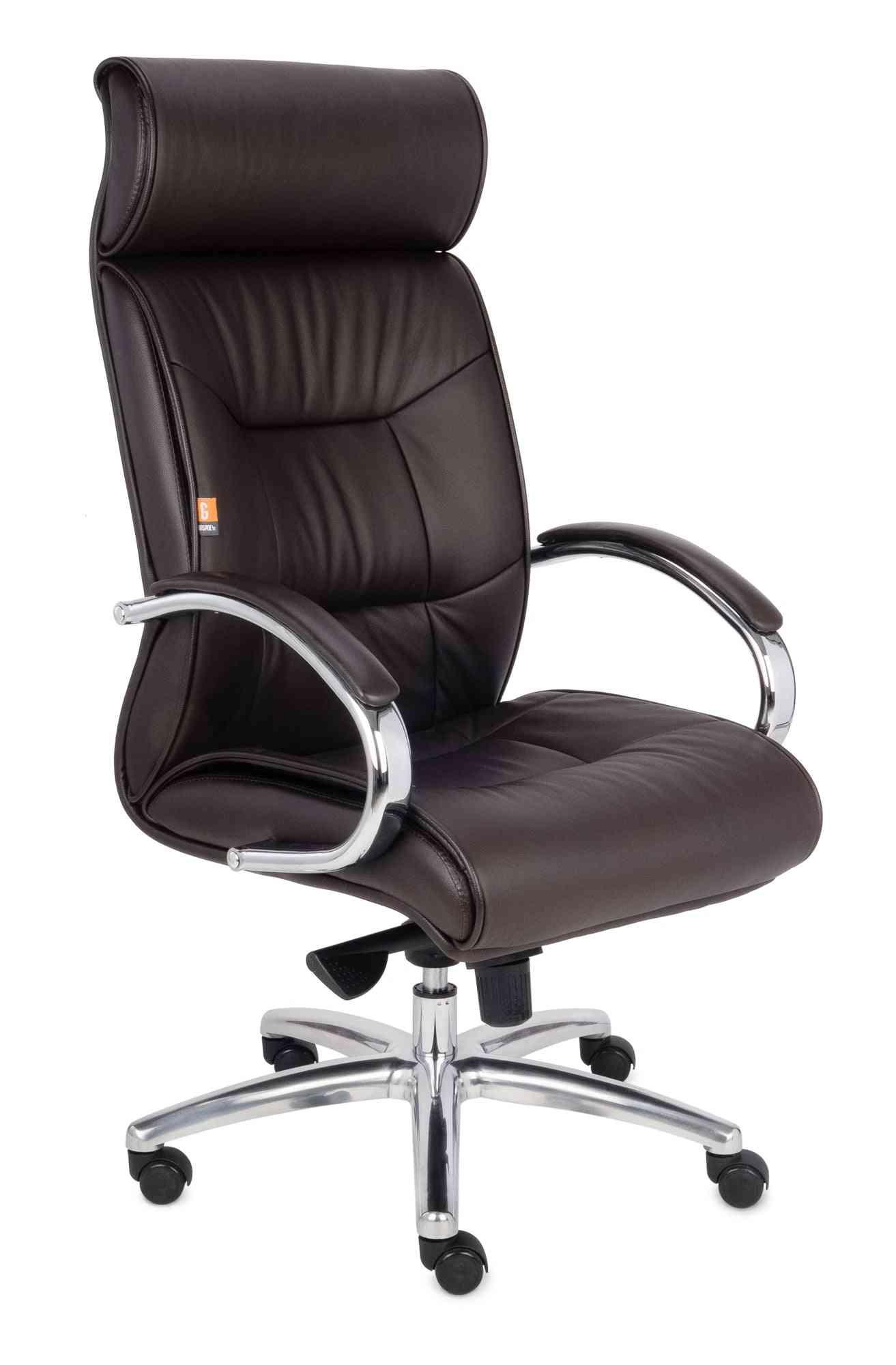 Biuro kėdė Supreme Chrome Leather – ruda