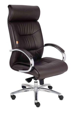 Biuro kėdė Supreme Chrome Leather – ruda