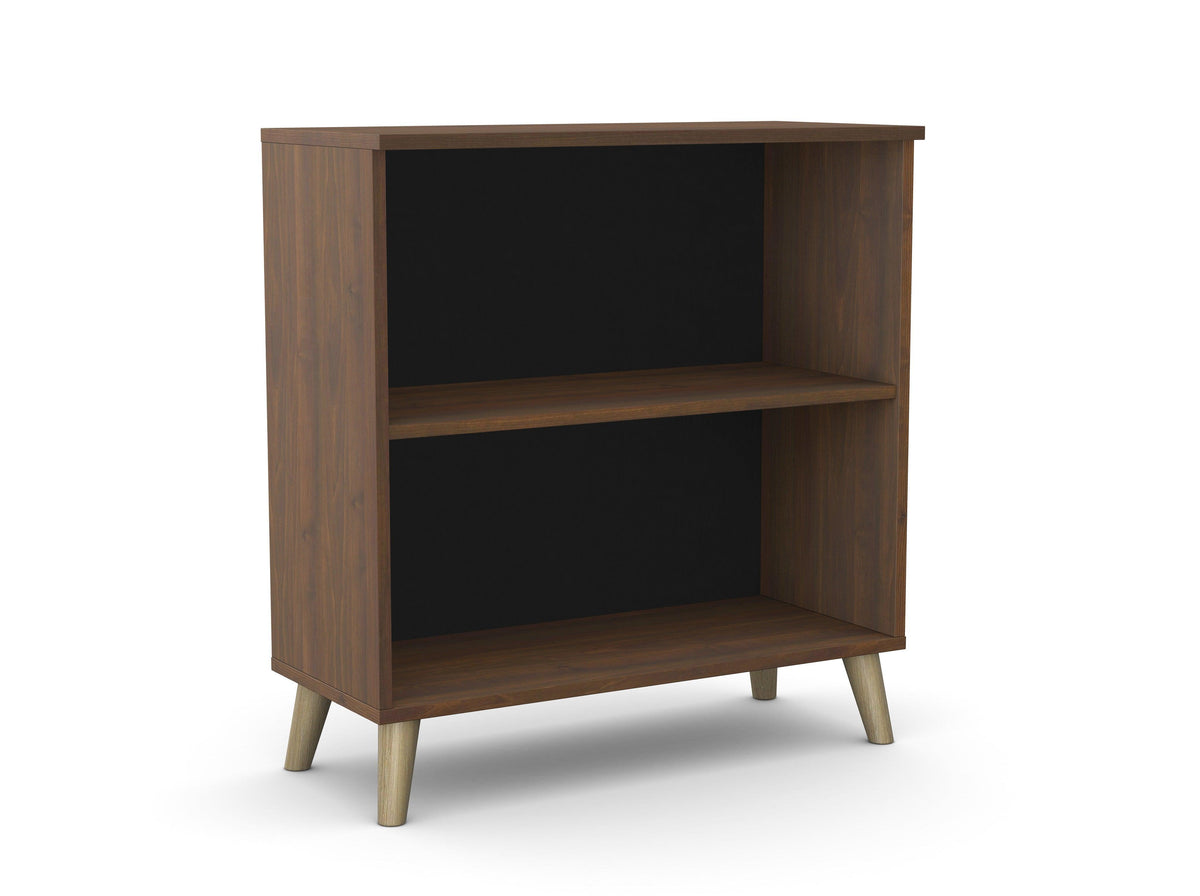 Biuro lentyna Flexx, 2 lentynos, 740 x 800 x 355 mm – Riešutmedžio / Medinės kojelės