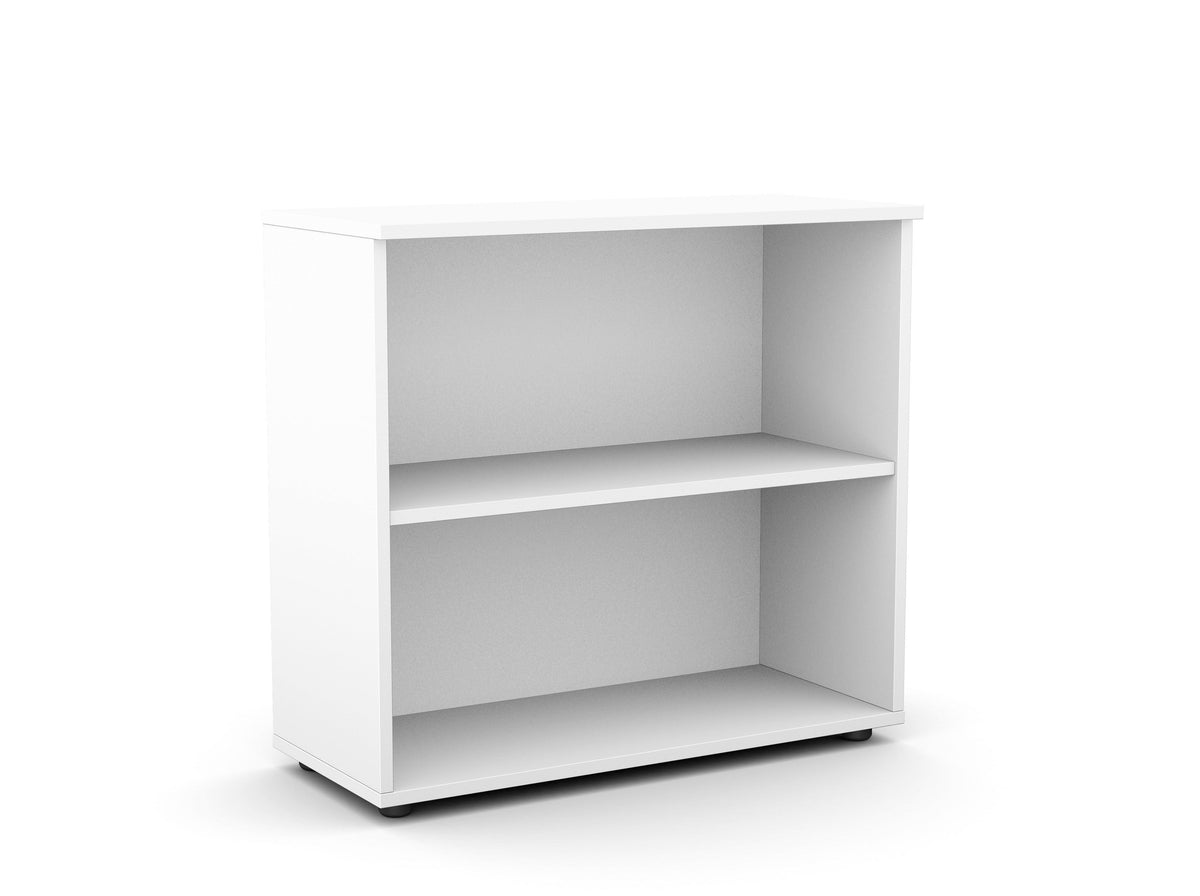 Biuro lentyna Flexx, 2 lentynos, 740 x 800 x 355 mm – Balta / Plastikinės kojelės