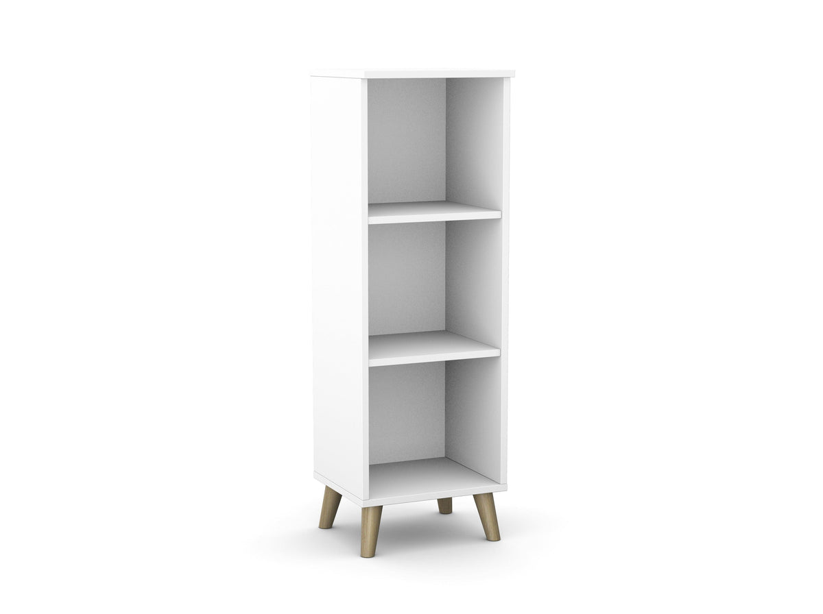 Biuro lentyna Flexx, 3 lentynos, 1090 x 400 x 355 mm – balta / medinės kojelės
