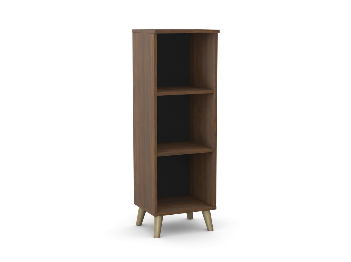 Biuro lentyna Flexx, 3 lentynos, 1090 x 400 x 355 mm – riešutmedžio / medinės kojelės