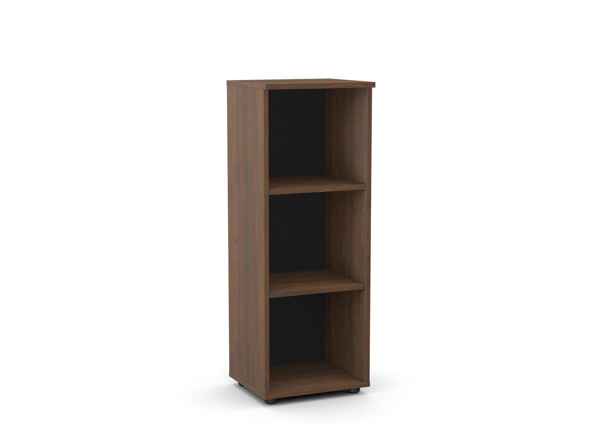 Biuro lentyna Flexx, 3 lentynos, 1090 x 400 x 355 mm – riešutmedžio / plastikinės kojelės