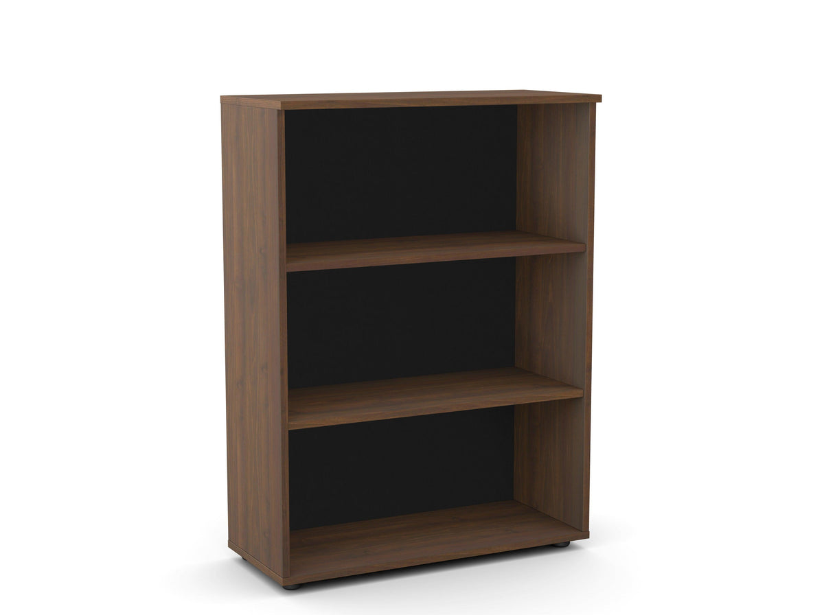 Biuro lentyna Flexx, 3 lentynos, 1090 x 800 x 355 mm – riešutmedžio / plastikinės kojelės