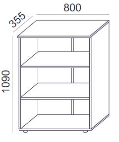 Biuro lentyna Flexx, 3 lentynos, 1090 x 800 x 355 mm